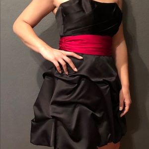 Satin Mod Thigh Length Black Dress